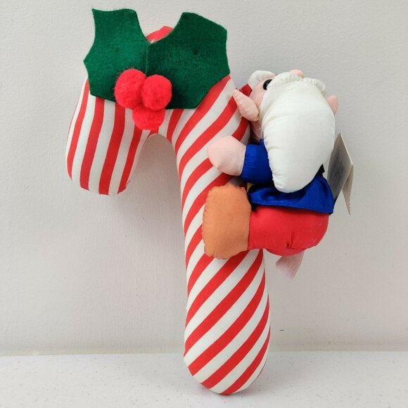 Vintage Santa's Elf on Hanging Candy Cane Plush Christmas Décor Handcrafted - Picture 3 of 8